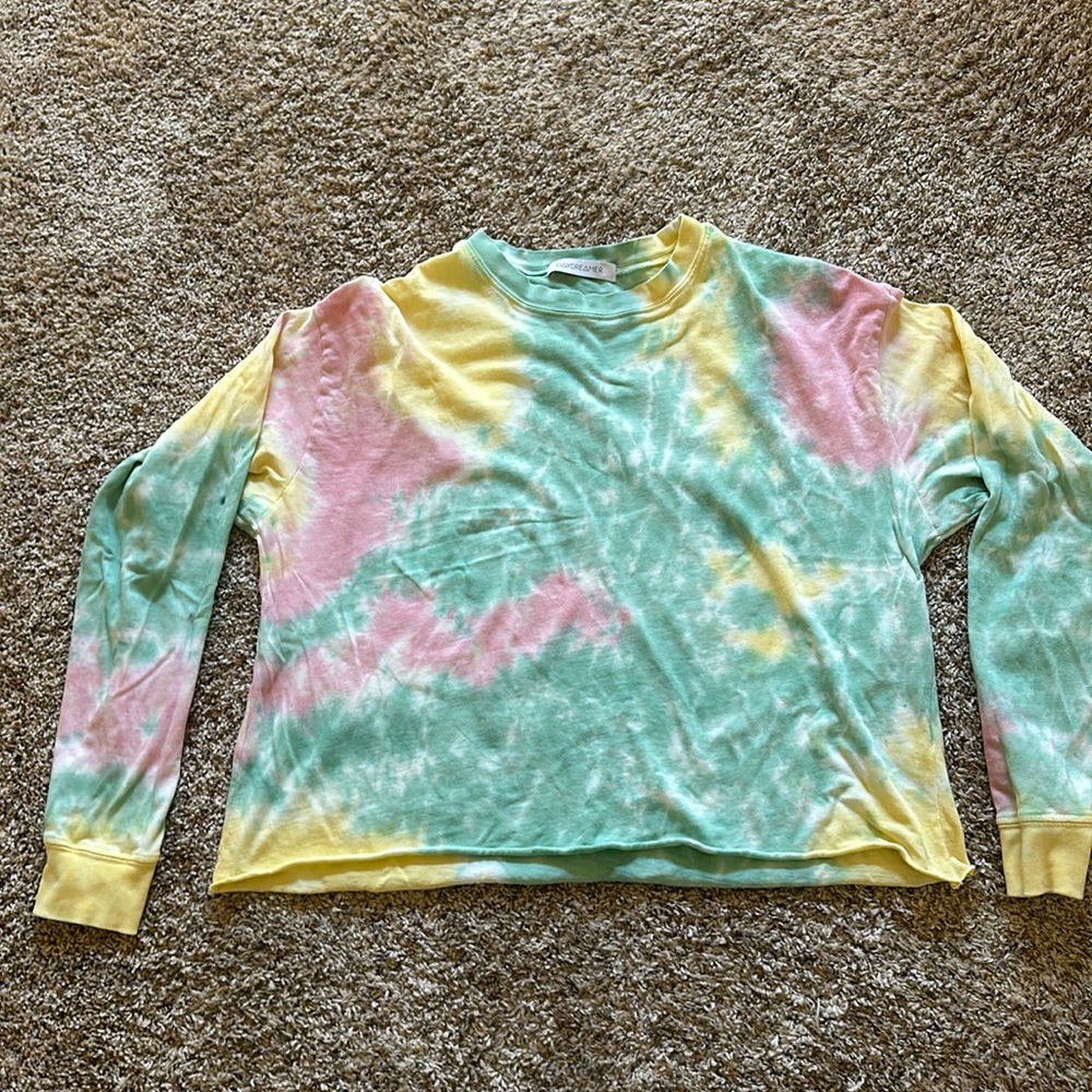 Daydreamer Pastel Tie-Dye Long Sleeve Tee in Mint, Pink & Yellow